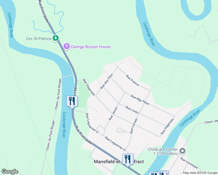 map of restaurants, bars, coffee shops, grocery stores, and more near 44 Rue Louis in Outaouais