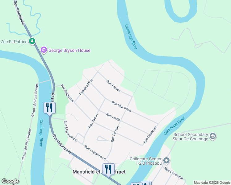 map of restaurants, bars, coffee shops, grocery stores, and more near 47 Rue France in Outaouais