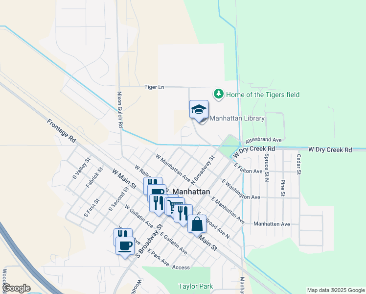 map of restaurants, bars, coffee shops, grocery stores, and more near 251 West Washington Avenue in Manhattan