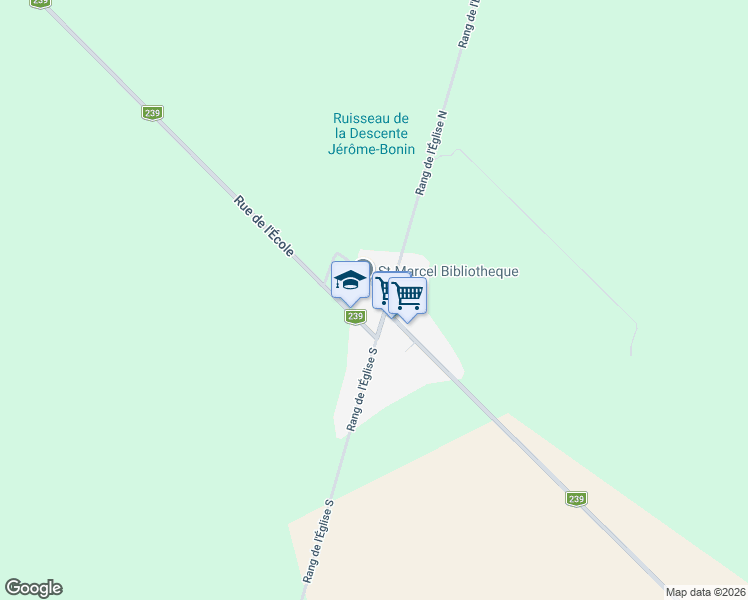 map of restaurants, bars, coffee shops, grocery stores, and more near 124 Rang de l'Église Nord in Saint-Marcel-de-Richelieu