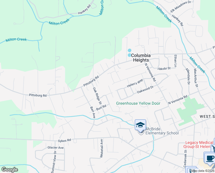 map of restaurants, bars, coffee shops, grocery stores, and more near 35196 Helen's Way in St. Helens