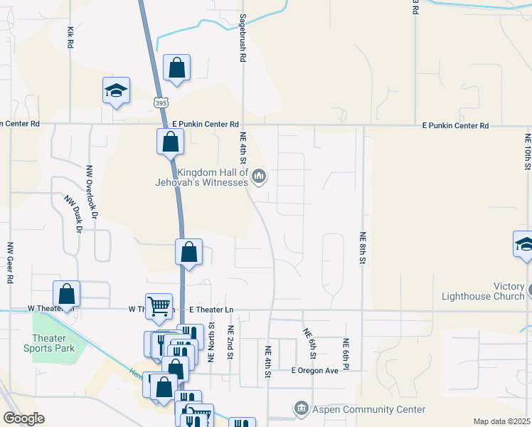 map of restaurants, bars, coffee shops, grocery stores, and more near 458 East Bella Vista Avenue in Hermiston