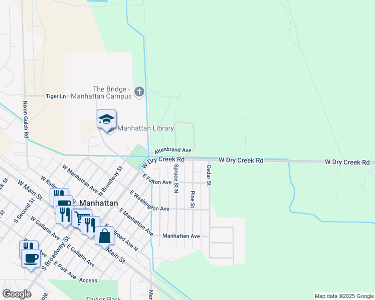 map of restaurants, bars, coffee shops, grocery stores, and more near 8011 Altenbrand Avenue in Manhattan