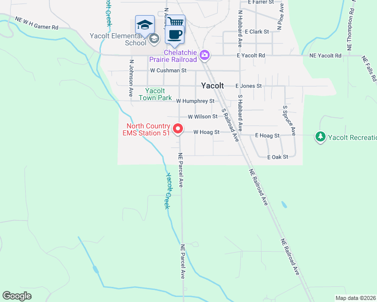 map of restaurants, bars, coffee shops, grocery stores, and more near 32907 NE Parcel Ave in Yacolt