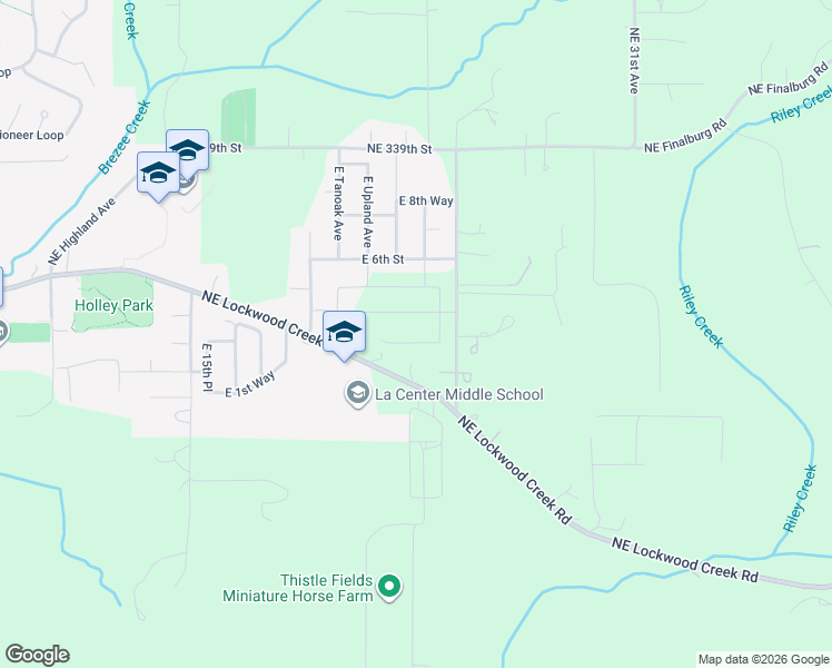 map of restaurants, bars, coffee shops, grocery stores, and more near 2213 East Juniper Circle in La Center