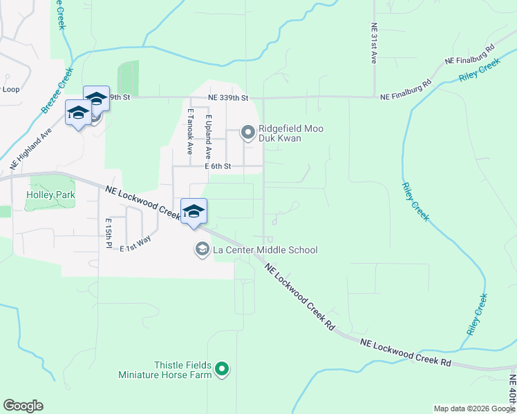 map of restaurants, bars, coffee shops, grocery stores, and more near 309 East Caribou Court in La Center