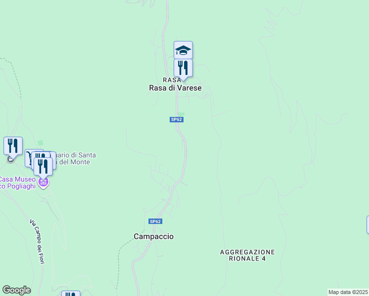 map of restaurants, bars, coffee shops, grocery stores, and more near 85 Via Provinciale la Rasa in Varese