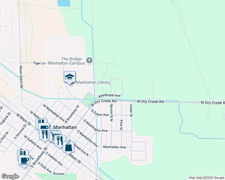 map of restaurants, bars, coffee shops, grocery stores, and more near 8011-8093 Altenbrand Ave in Manhattan