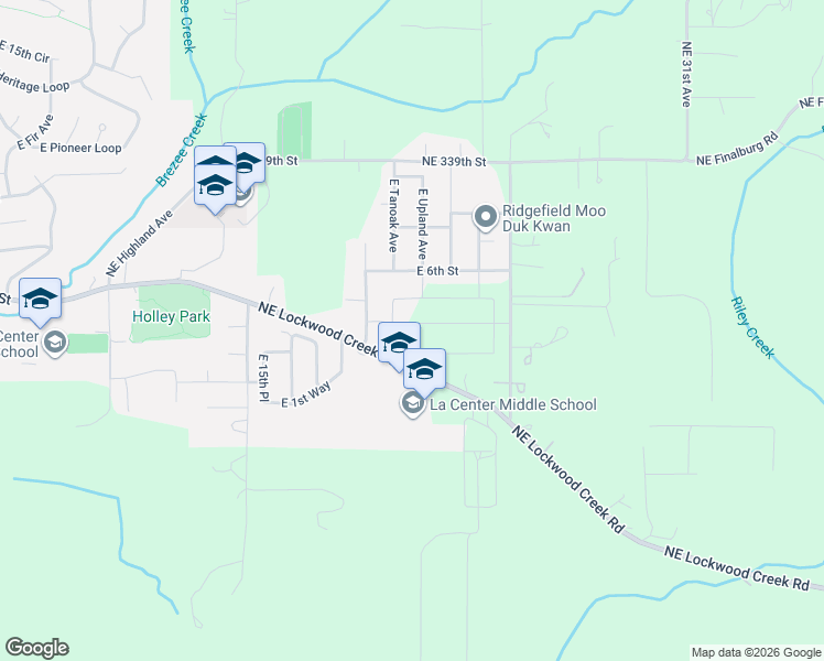 map of restaurants, bars, coffee shops, grocery stores, and more near 2016 E Badger Way in La Center