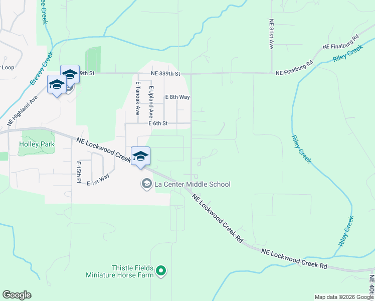 map of restaurants, bars, coffee shops, grocery stores, and more near 33109 Northeast 24th Avenue in La Center