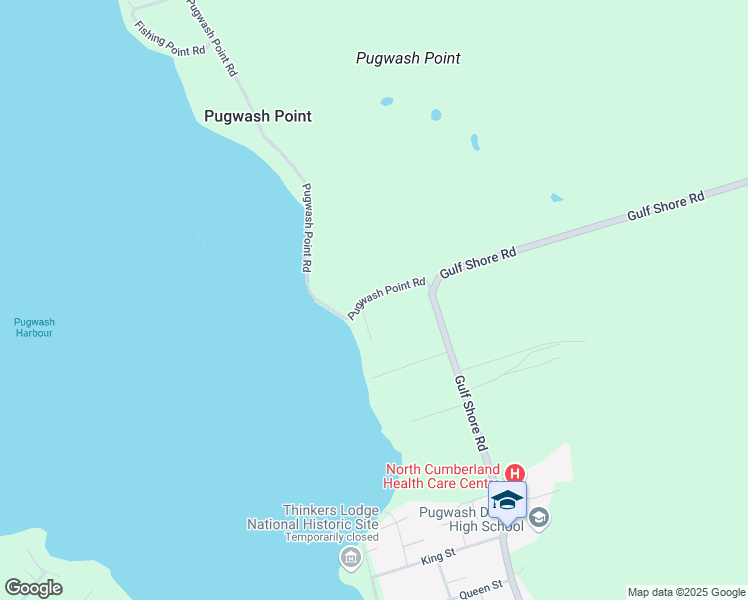 map of restaurants, bars, coffee shops, grocery stores, and more near 45 Pugwash Point Road in Pugwash