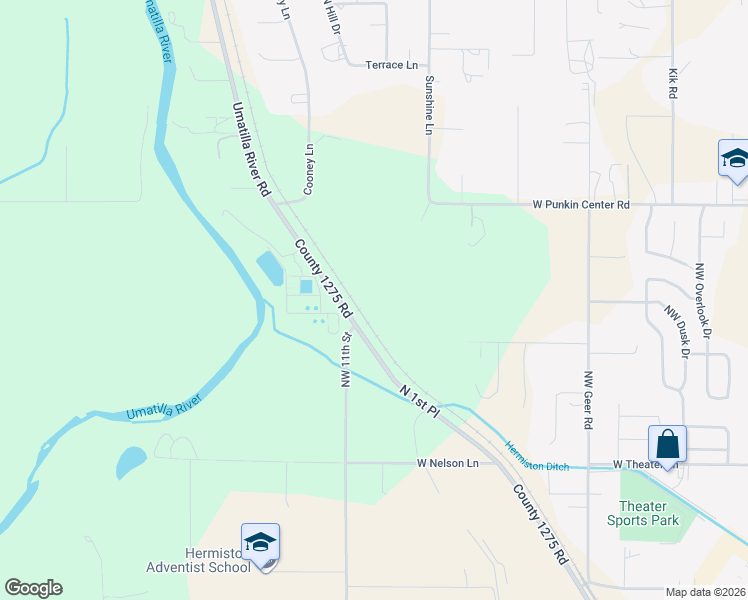 map of restaurants, bars, coffee shops, grocery stores, and more near 2205 North 1st Place in Hermiston
