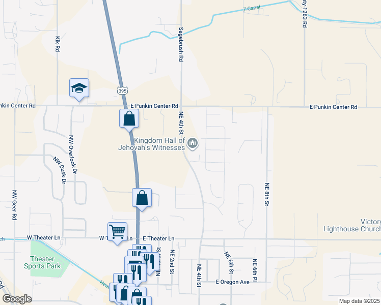 map of restaurants, bars, coffee shops, grocery stores, and more near 2260 Northeast 4th Street in Hermiston