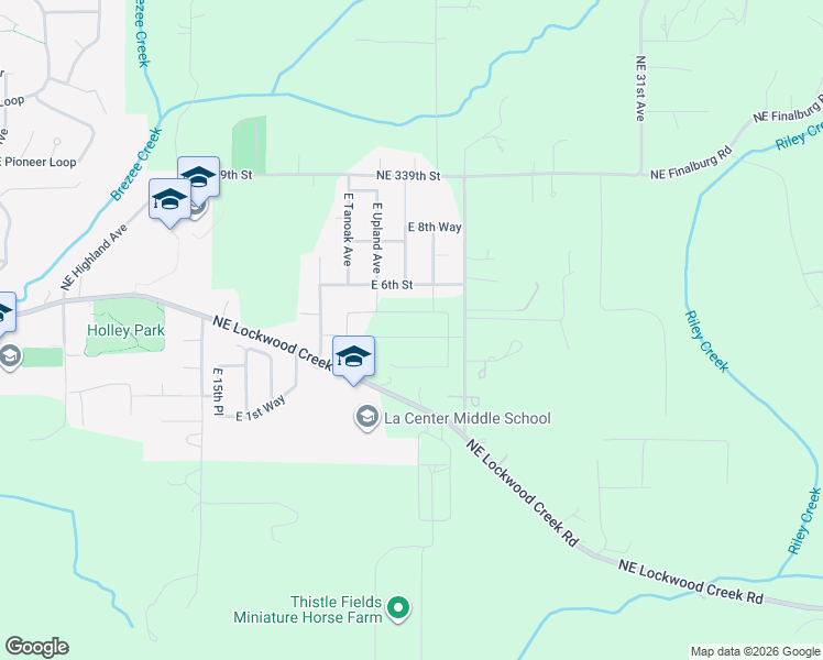 map of restaurants, bars, coffee shops, grocery stores, and more near 2207 E Badger Way in La Center