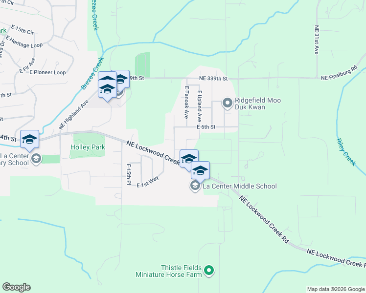 map of restaurants, bars, coffee shops, grocery stores, and more near 2015 E Otter Loop in La Center