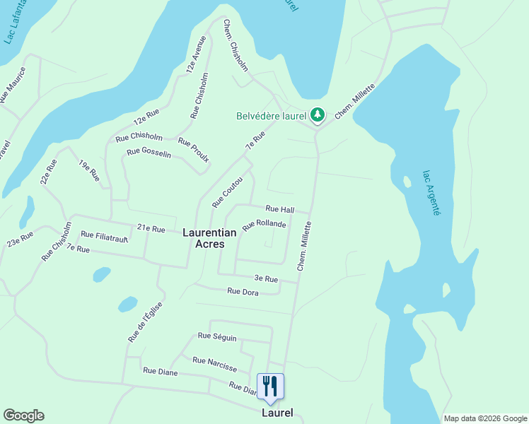map of restaurants, bars, coffee shops, grocery stores, and more near 2997 Rue Hall in Wentworth-Nord
