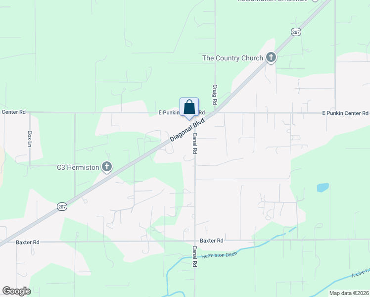 map of restaurants, bars, coffee shops, grocery stores, and more near 80300 Canal Road in Hermiston