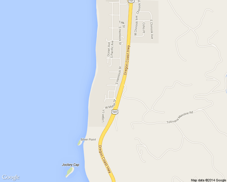 map of restaurants, bars, coffee shops, grocery stores, and more near 116 West Watts Way in Cannon Beach