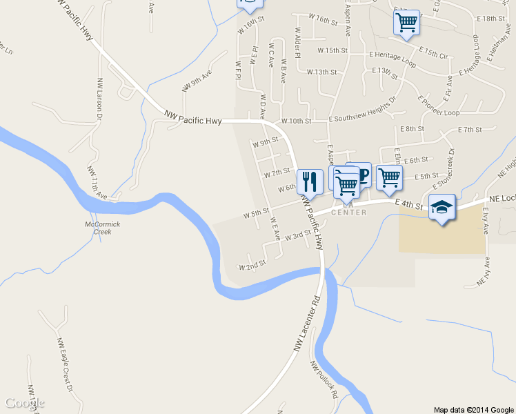 map of restaurants, bars, coffee shops, grocery stores, and more near 545 W 5th St in La Center