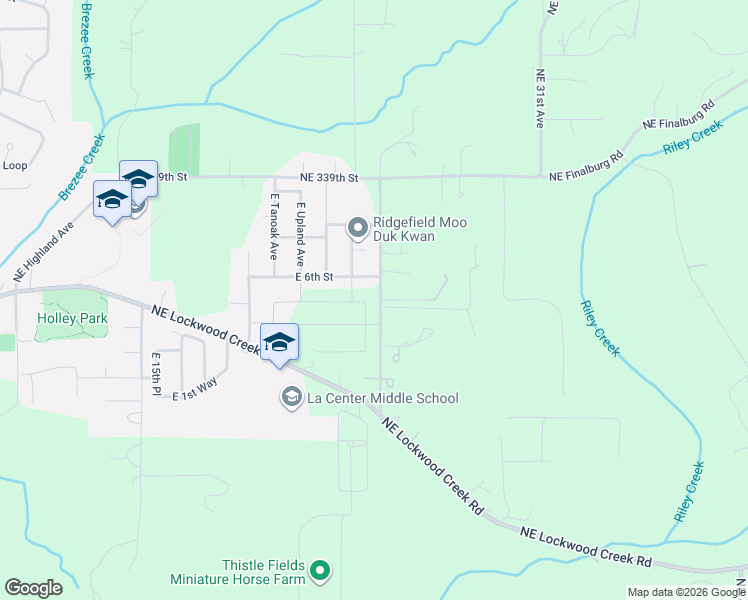 map of restaurants, bars, coffee shops, grocery stores, and more near 2343 E Otter Loop in La Center