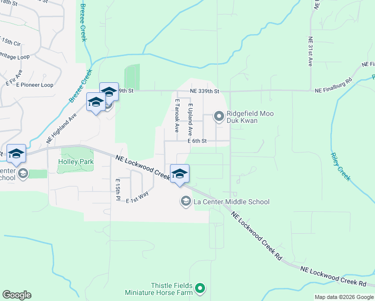 map of restaurants, bars, coffee shops, grocery stores, and more near 2043 E Otter Loop in La Center