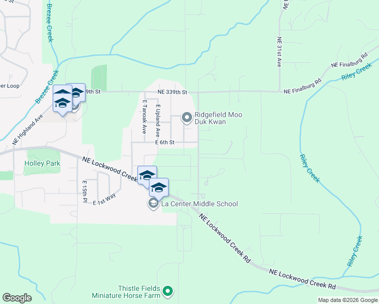 map of restaurants, bars, coffee shops, grocery stores, and more near 2335 E Otter Loop in La Center