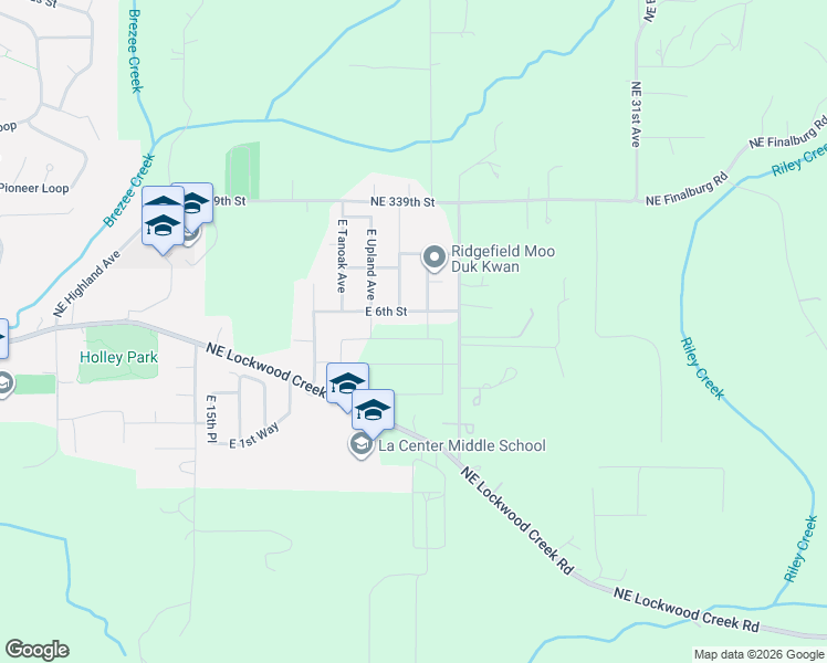 map of restaurants, bars, coffee shops, grocery stores, and more near 2243 E Otter Loop in La Center