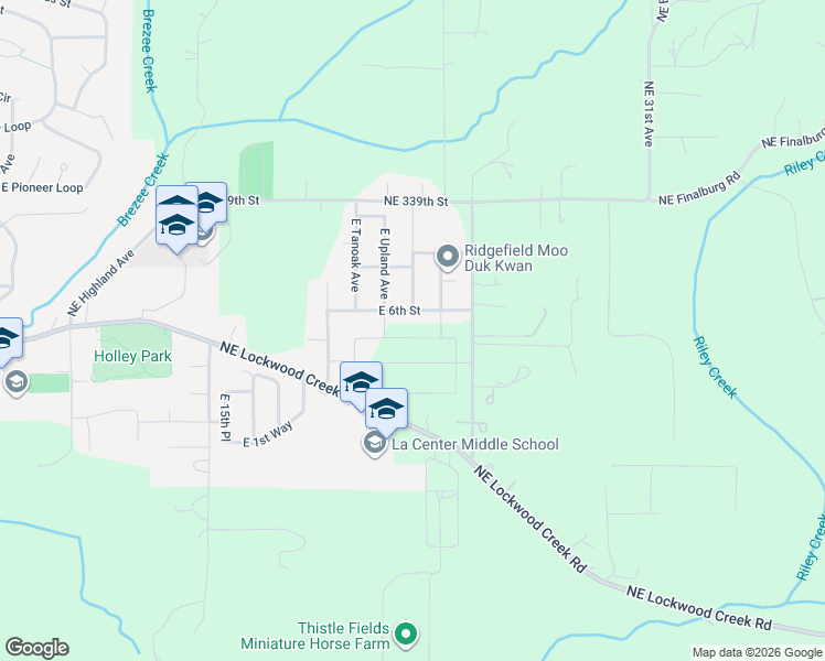 map of restaurants, bars, coffee shops, grocery stores, and more near 2235 E Otter Loop in La Center