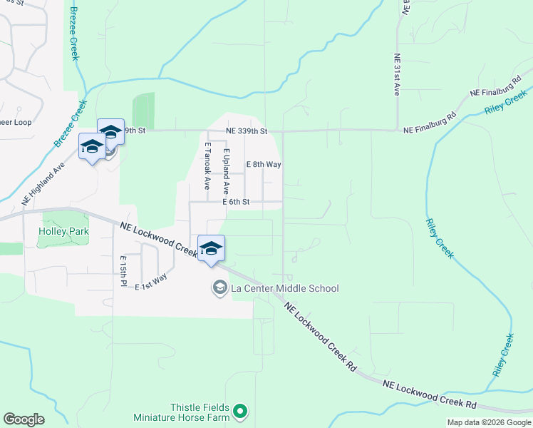 map of restaurants, bars, coffee shops, grocery stores, and more near 2331 E Otter Loop in La Center