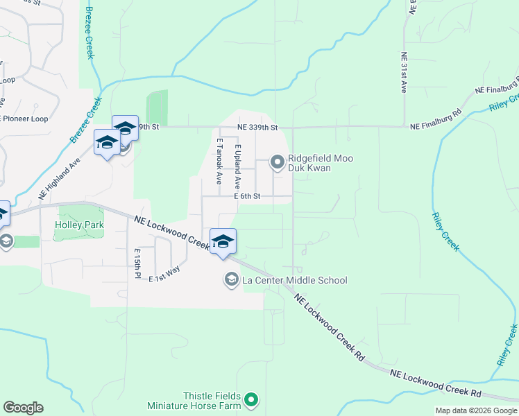 map of restaurants, bars, coffee shops, grocery stores, and more near 2239 E Otter Loop in La Center