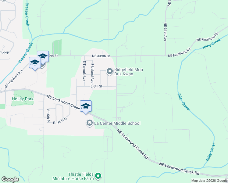 map of restaurants, bars, coffee shops, grocery stores, and more near 2339 E Otter Loop in La Center