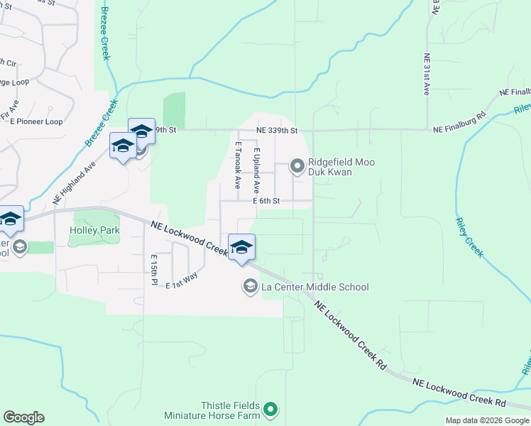 map of restaurants, bars, coffee shops, grocery stores, and more near 2139 E Otter Loop in La Center