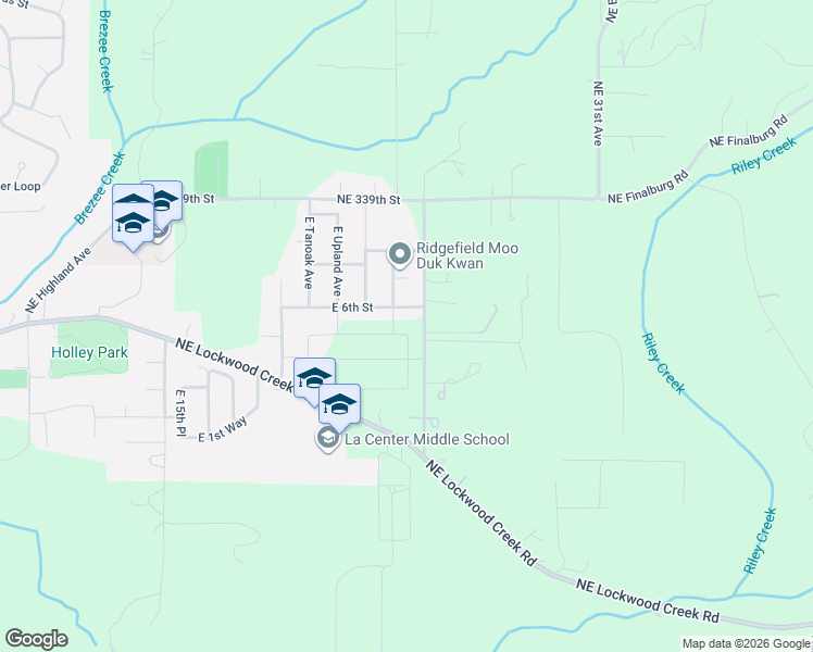 map of restaurants, bars, coffee shops, grocery stores, and more near 2335 E Otter Loop in La Center