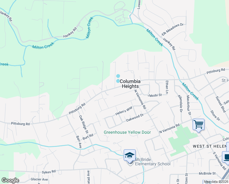 map of restaurants, bars, coffee shops, grocery stores, and more near 570 Hillcrest Road in St. Helens