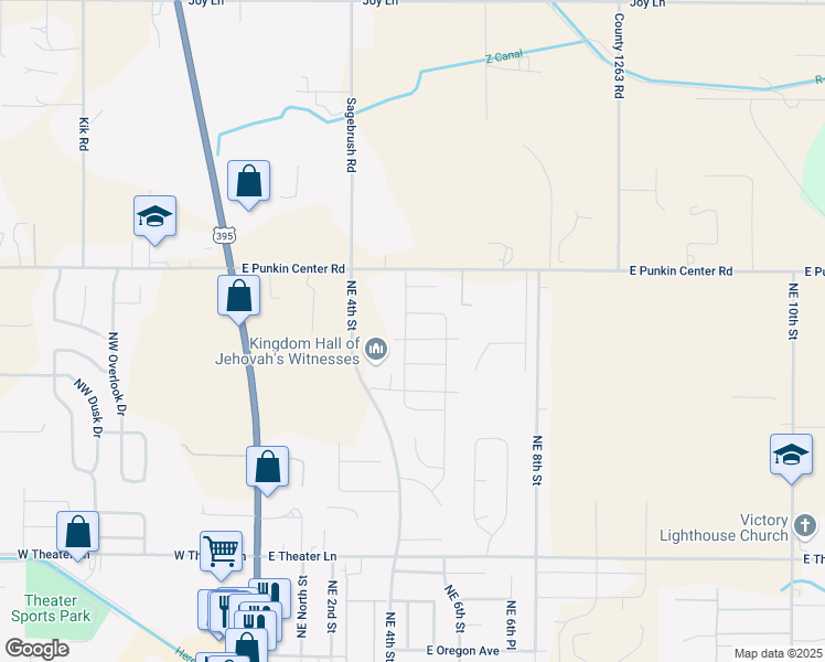 map of restaurants, bars, coffee shops, grocery stores, and more near 2260 Northeast 4th Street in Hermiston