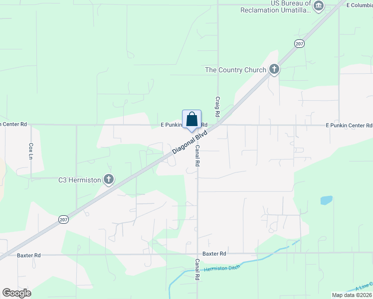 map of restaurants, bars, coffee shops, grocery stores, and more near 80300 Canal Road in Hermiston