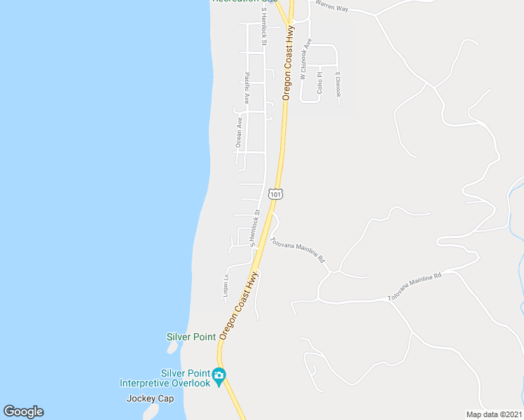 map of restaurants, bars, coffee shops, grocery stores, and more near 124 Sitka Street in Cannon Beach
