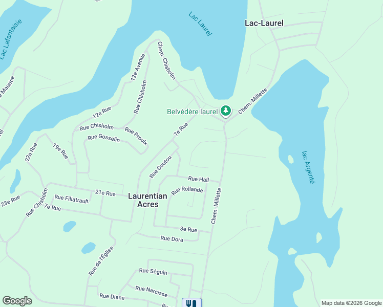 map of restaurants, bars, coffee shops, grocery stores, and more near 5e Rue in Laurentides