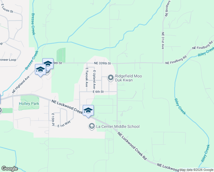 map of restaurants, bars, coffee shops, grocery stores, and more near 676 East White Oak Avenue in La Center