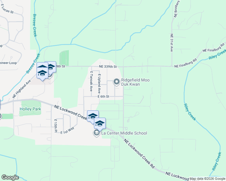 map of restaurants, bars, coffee shops, grocery stores, and more near 676 East White Oak Avenue in La Center