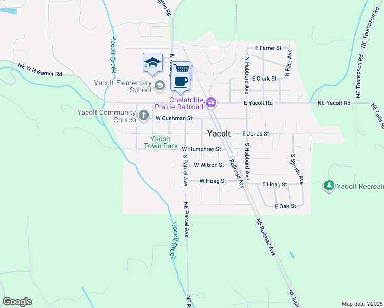 map of restaurants, bars, coffee shops, grocery stores, and more near 211 West Humphrey Street in Yacolt