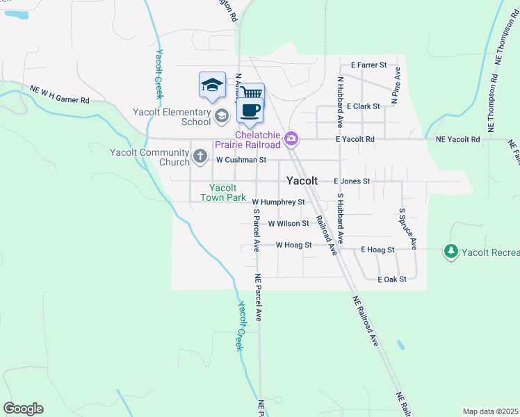 map of restaurants, bars, coffee shops, grocery stores, and more near 211 West Humphrey Street in Yacolt