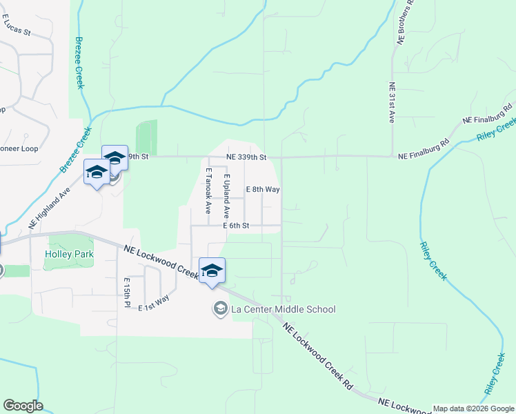 map of restaurants, bars, coffee shops, grocery stores, and more near 682 East White Oak Avenue in La Center