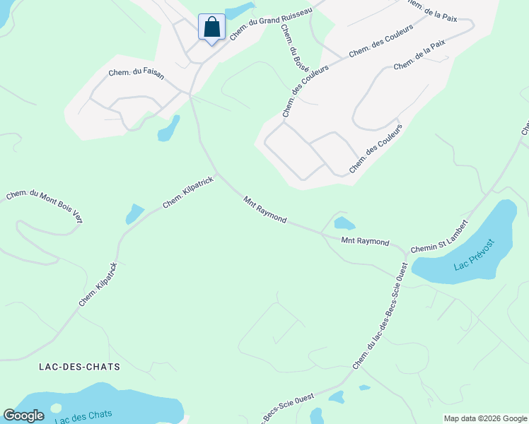 map of restaurants, bars, coffee shops, grocery stores, and more near 68 Montée Raymond in Saint-Sauveur