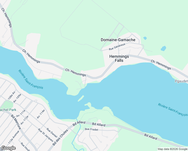 map of restaurants, bars, coffee shops, grocery stores, and more near 1242 Chemin Hemmings in Drummondville