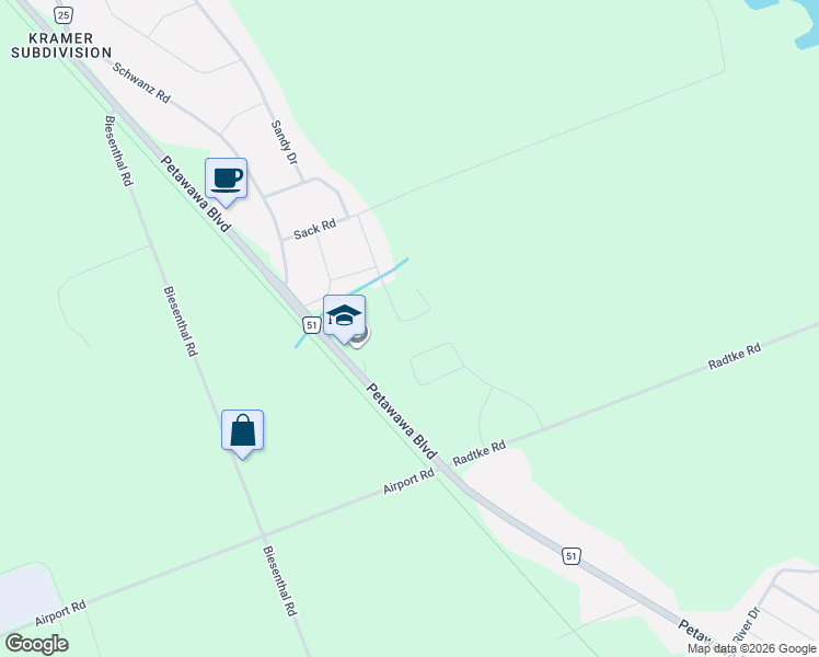 map of restaurants, bars, coffee shops, grocery stores, and more near 20 Kramer Avenue in Petawawa