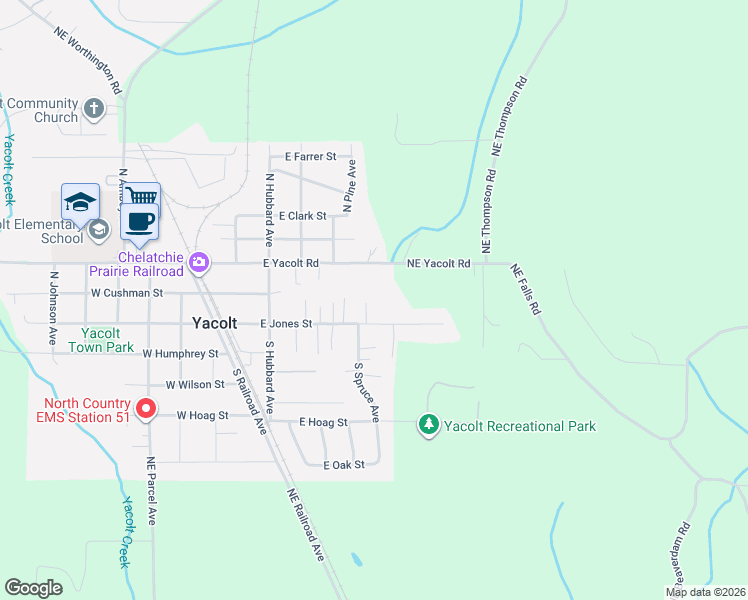 map of restaurants, bars, coffee shops, grocery stores, and more near 506A East Jones Street in Yacolt