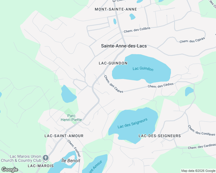 map of restaurants, bars, coffee shops, grocery stores, and more near 21 Chemin des Cèdres in Sainte-Anne-des-Lacs