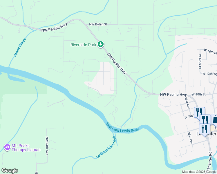 map of restaurants, bars, coffee shops, grocery stores, and more near 1212 West 15th Avenue in La Center