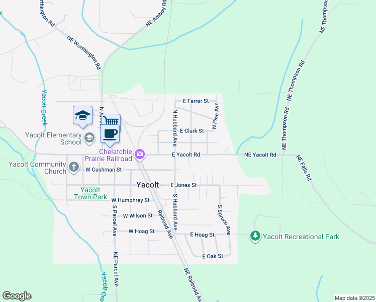 map of restaurants, bars, coffee shops, grocery stores, and more near 302 North Cedar Avenue in Yacolt